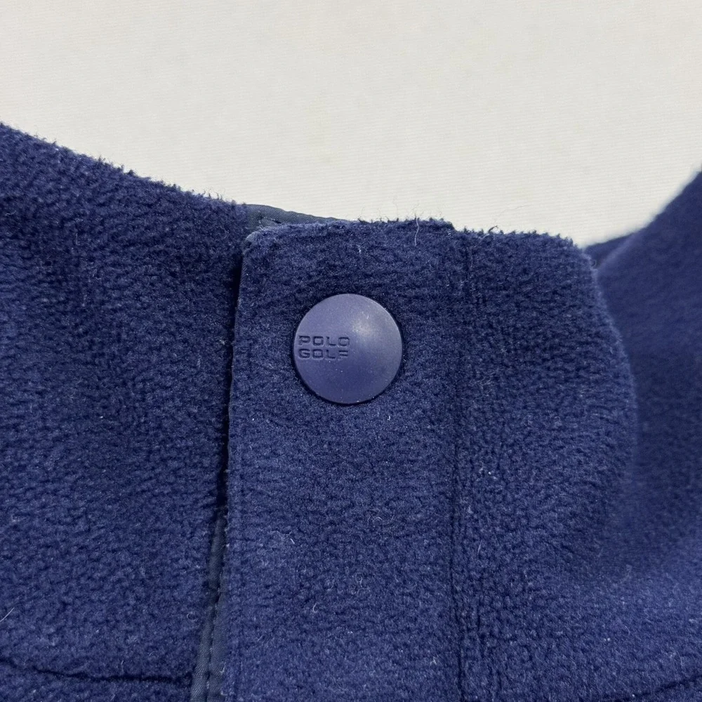 Ralph‎ Lauren Polo Golf Men's Fleece Sweater Snap Button Polyester Blue Large